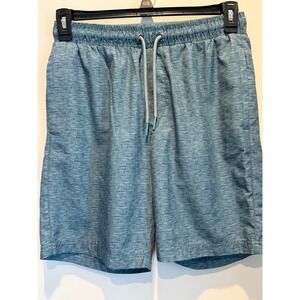 Tallwoods Men Blue Heathered Performance Athletic Short Size M Drawstring Pocket